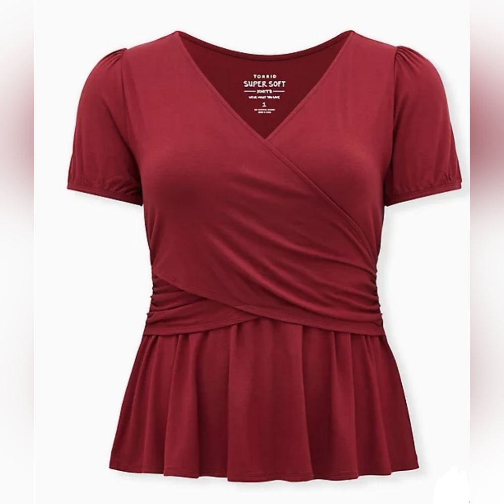 Super Soft Surplice Puff Sleeve Top